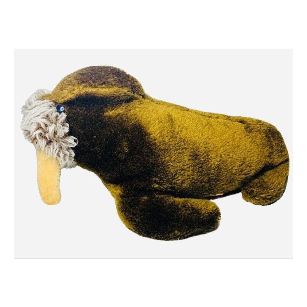 Walrus Small 9.5" Brown Plush Weighted 1975 Vintage R Dakin Beanie Stuffed Soft